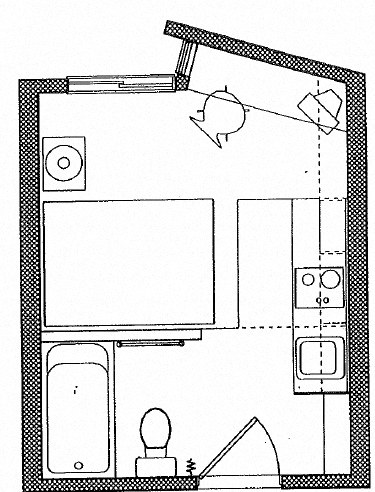 Floor plan for studio, 1 bath, 180 sqft